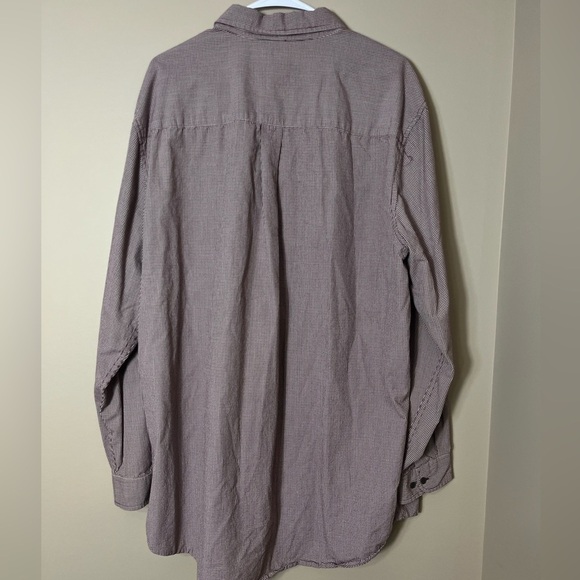 Men’s CONSENSUS 80’s Two Ply Cotton Burgundy Plaid Button Down Dress Shirt XLT - Picture 6 of 6